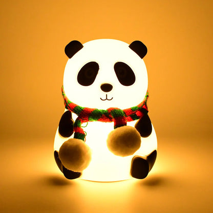 Cute Panda LED Night Light | 7-Color Touch Glow | Rechargeable Silicone Lamp.