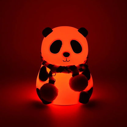 Cute Panda LED Night Light | 7-Color Touch Glow | Rechargeable Silicone Lamp.