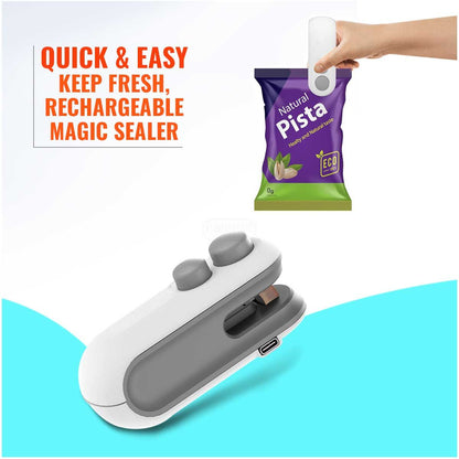 2-in-1 Mini Heat Sealer & Cutter – USB Rechargeable Airtight Pack Sealer