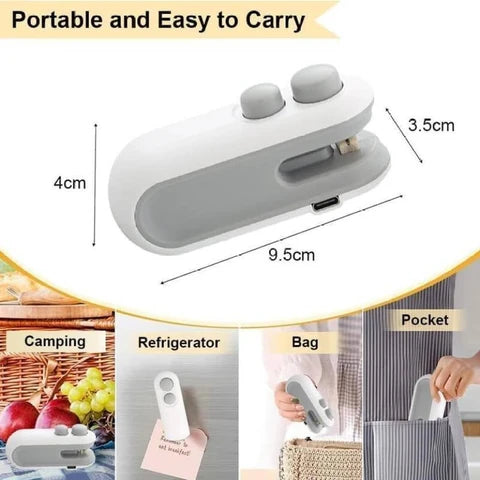 2-in-1 Mini Heat Sealer & Cutter – USB Rechargeable Airtight Pack Sealer