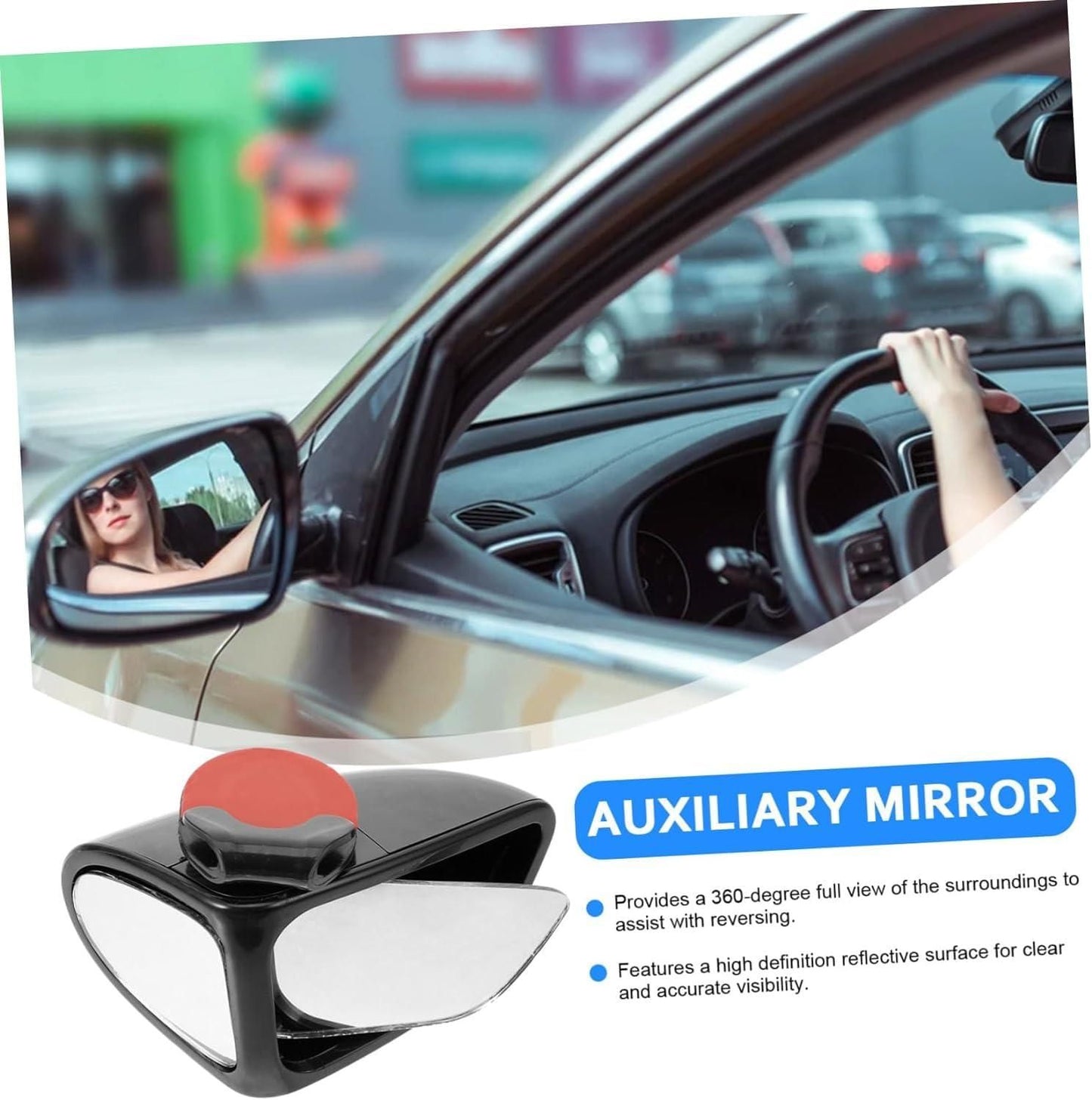 Adjustable Car Auxiliary Rearview Mirror – 360° Wide-Angle Blind Spot Mirror for Safe Driving (Universal Fit)