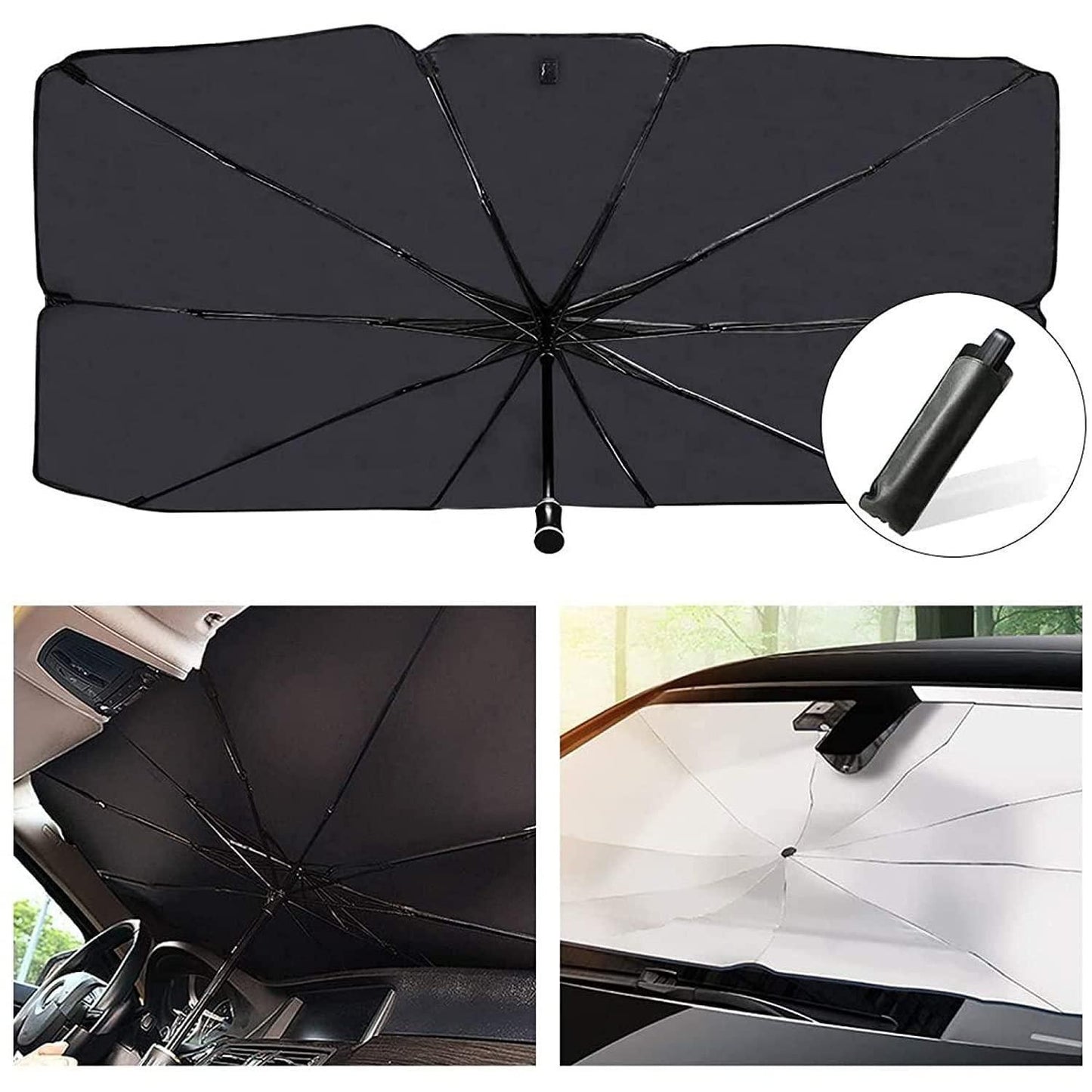 Premium Car Windshield Sun Shade Umbrella – Foldable Heat-Blocking UV Protector for Front Windshield | Fits Most Cars | Sun Heat Insulation & Interior Protection