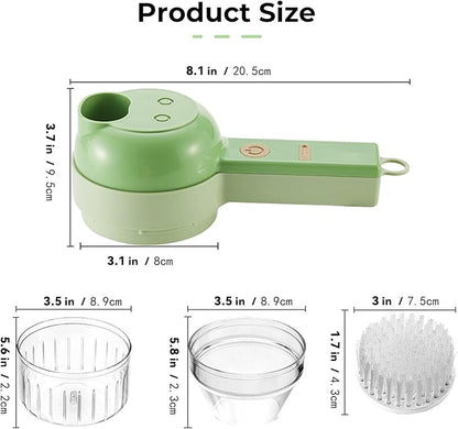 4-in-1 Portable Electric Vegetable Cutter Set | Multi-Function Chopper, Slicer & Grinder (Rechargeable)