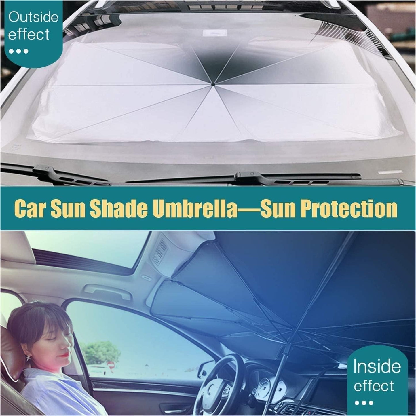 Premium Car Windshield Sun Shade Umbrella – Foldable Heat-Blocking UV Protector for Front Windshield | Fits Most Cars | Sun Heat Insulation & Interior Protection
