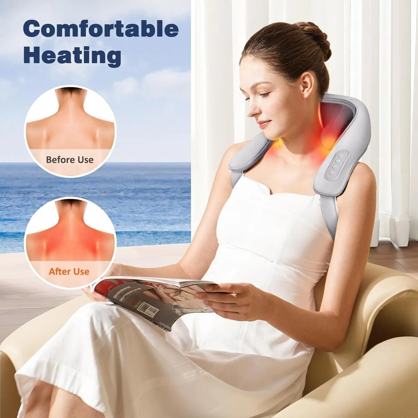 Neck & Shoulder Massager with Heat – Deep Kneading Roller