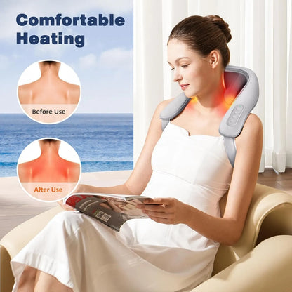Neck & Shoulder Massager with Heat – Deep Kneading Roller