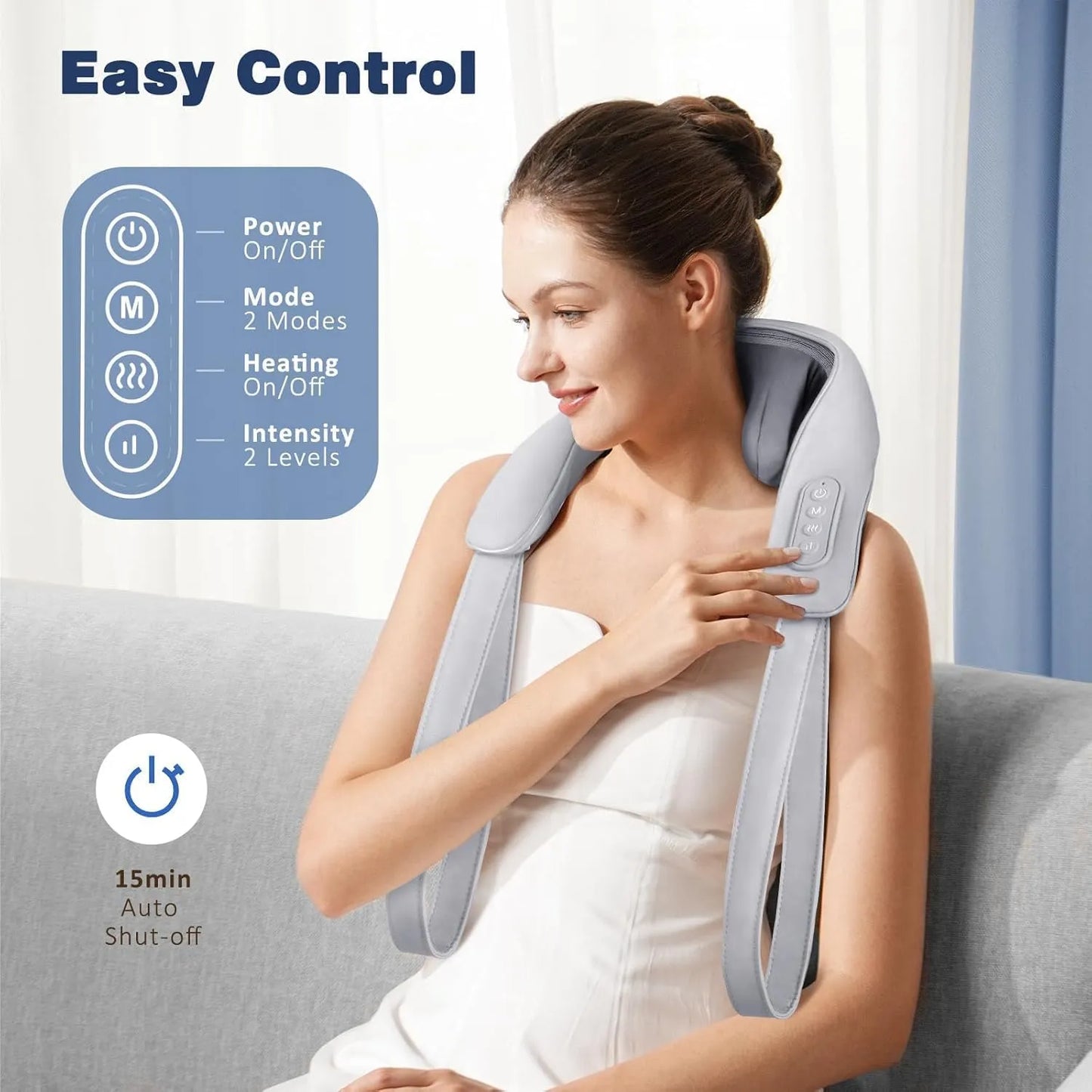Neck & Shoulder Massager with Heat – Deep Kneading Roller