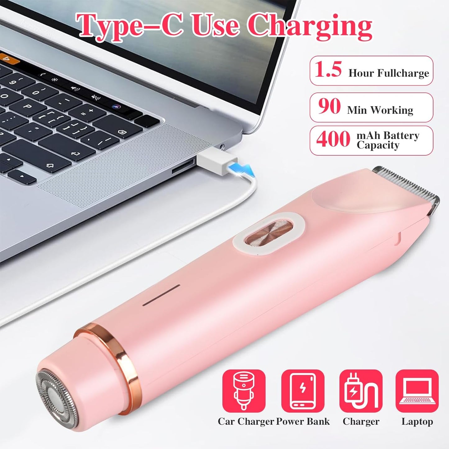 2-in-1 Bikini Trimmer for Women – Waterproof Dual-Head Shaver