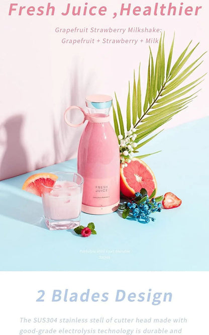 Portable USB Electric Juicer Mixer – Rechargeable & Powerful (420 ml)