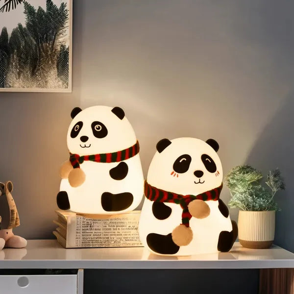 Cute Panda LED Night Light | 7-Color Touch Glow | Rechargeable Silicone Lamp.