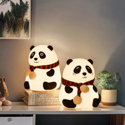 Cute Panda LED Night Light | 7-Color Touch Glow | Rechargeable Silicone Lamp.