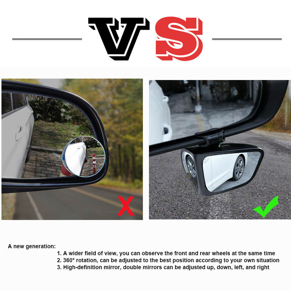 Adjustable Car Auxiliary Rearview Mirror – 360° Wide-Angle Blind Spot Mirror for Safe Driving (Universal Fit)
